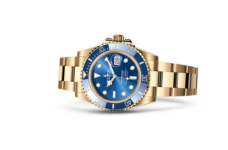 Rolex Submarine yellow gold and a blue dial date comInline Delivery Info