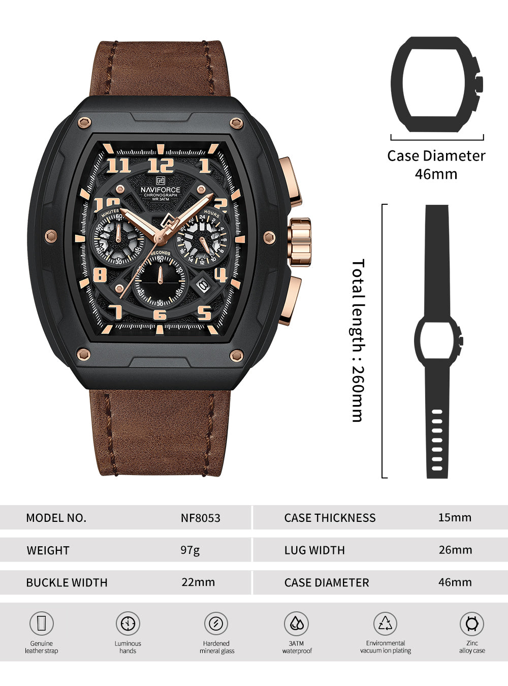 Naviforce NF8053 Brand Watch for Men