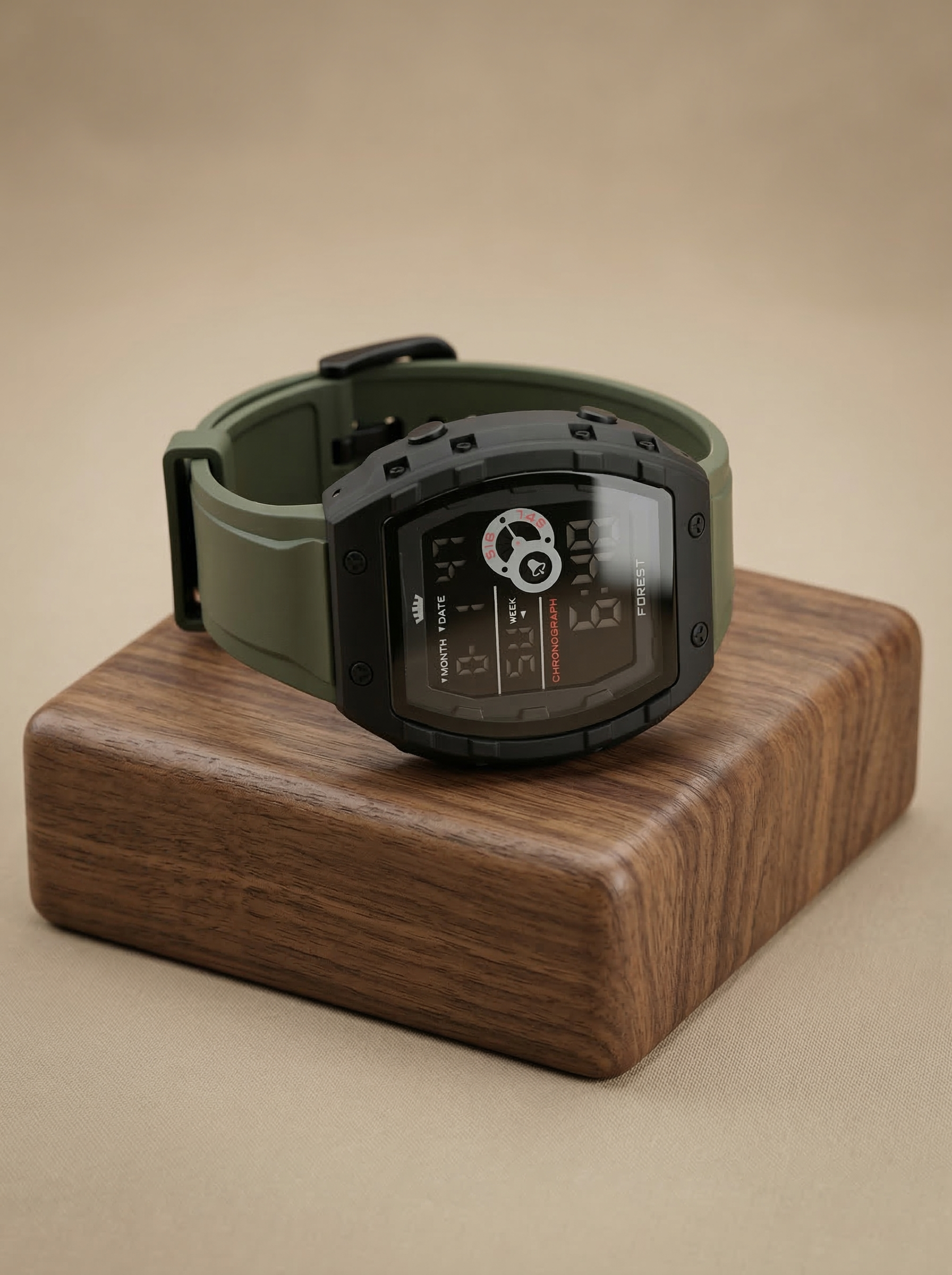 FOREST Digital Sports Watch – Green Strap | Curated by The Watch Mania