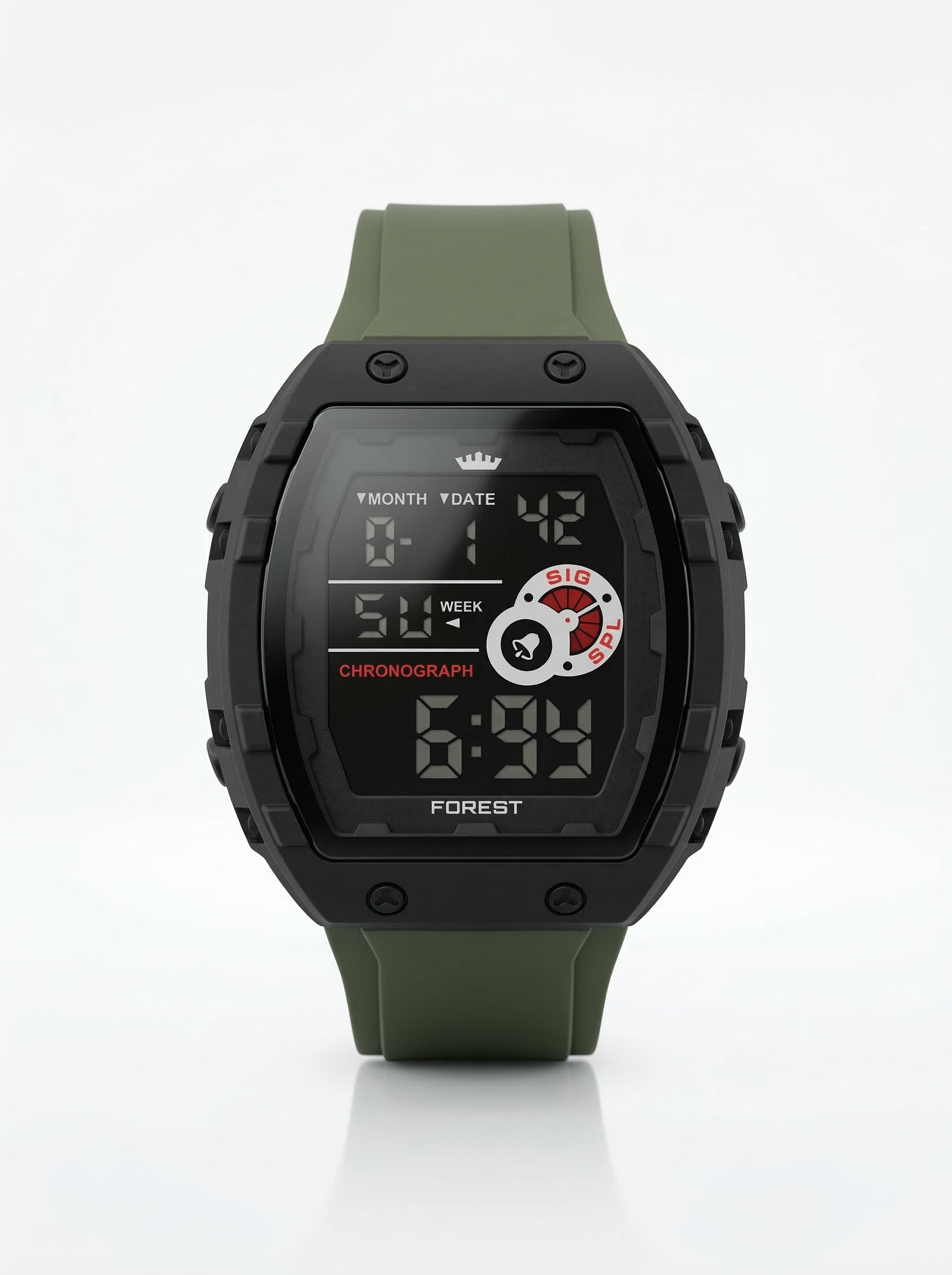 FOREST Digital Sports Watch – Green Strap | Curated by The Watch Mania