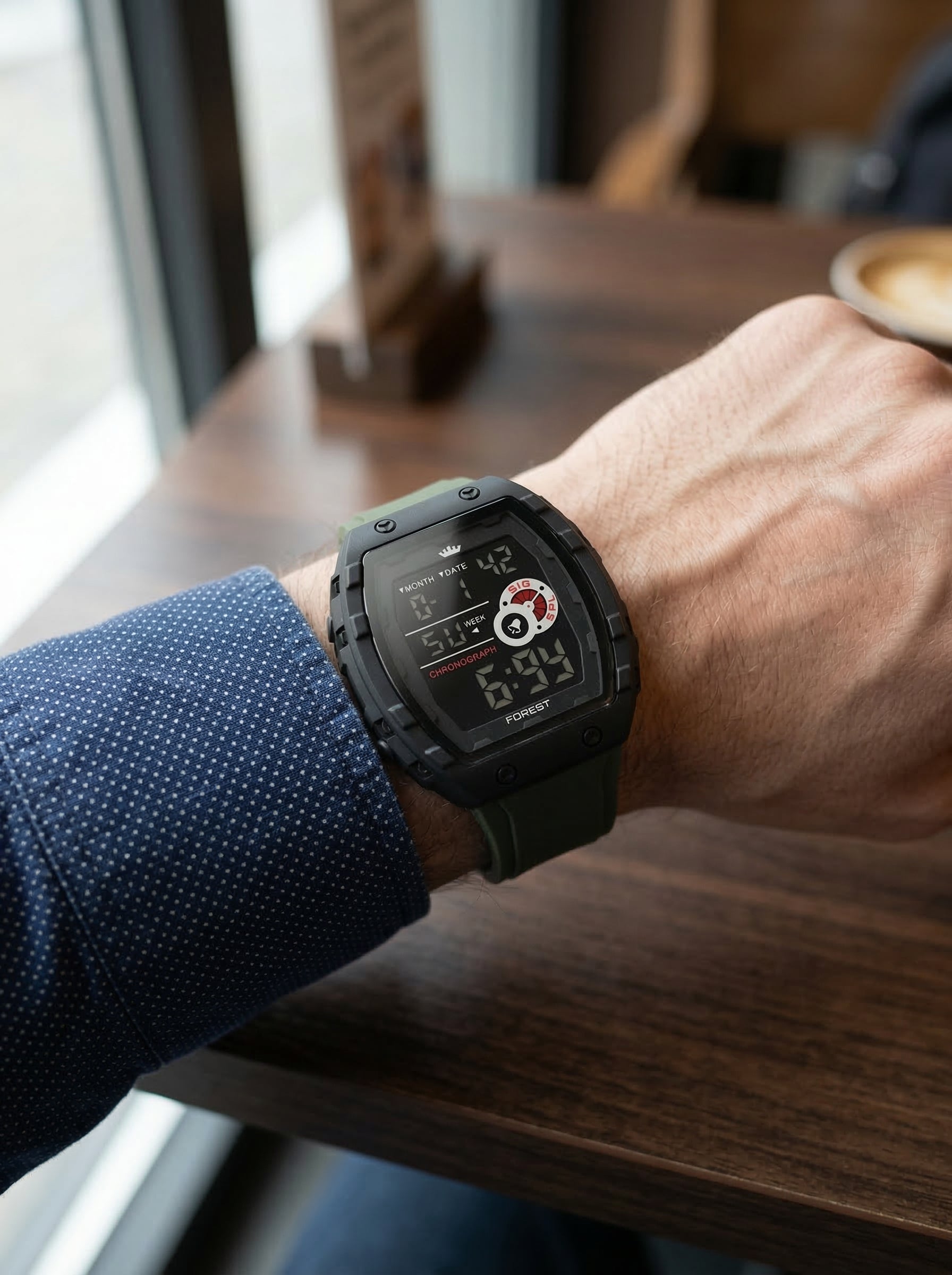 FOREST Digital Sports Watch – Green Strap | Curated by The Watch Mania