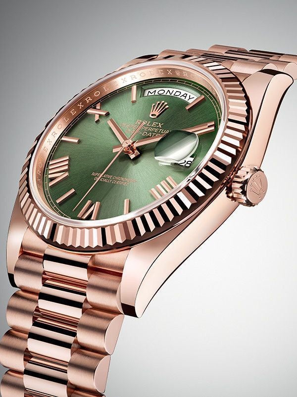 Rolex Day Date 41 Rose Gold Green Dial Watch