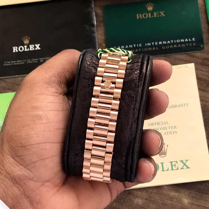 Rolex Day Date 41 Rose Gold Green Dial Watch