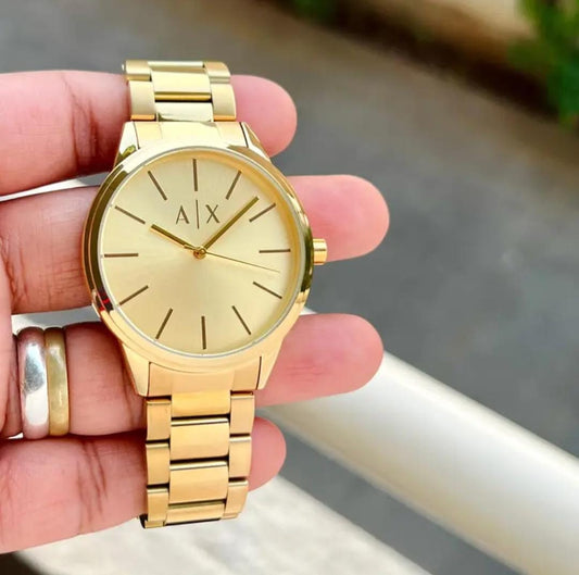 Armani Exchange Gold-Tone Stainless Steel Men’s Watch – Luxury Minimal Design