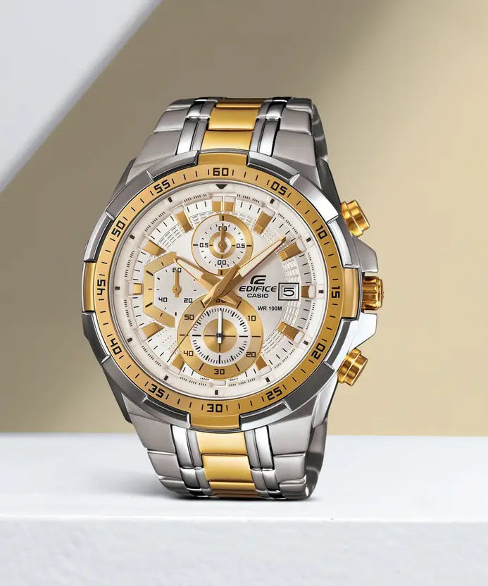 Casio Edifice EFR-539 | Silver-Gold Black Dial Bold Edition